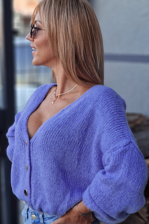 Sweter Rozpinany Button Niebiesko Liliowy 8