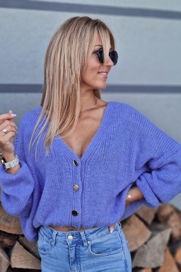 Sweter Rozpinany Button Niebiesko Liliowy 4