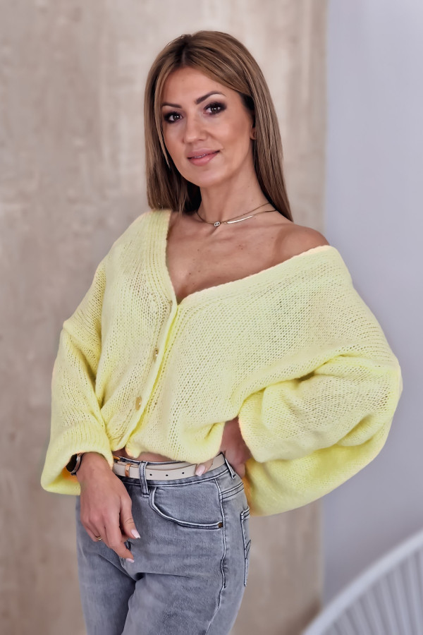 Sweter Rozpinany Żółty Button 6