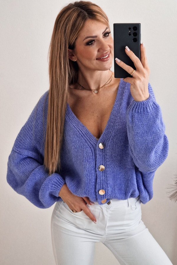 Sweter Rozpinany Button Niebiesko Liliowy 2