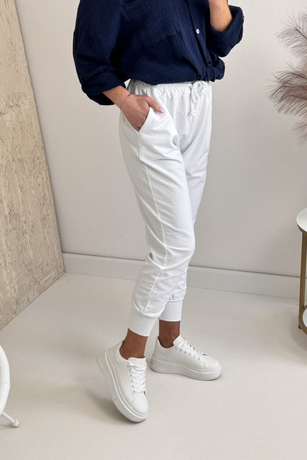 Spodnie Dresowe Basic Białe 2